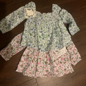 NWT Chelsea & violet smocked floral long sleeve two  top bundle size 12M